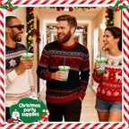 50 Pack Christmas Plastic Cups with Lids and Straws 12oz Lime Green and Red - Image 5
