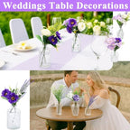 WARMALL Artificial Flowers with Vases, 16 Pcs Bud Vases, & 44Pcs Artificial Purple Flower DIY Set Suitable for Centerpieces Table Weddings Party Office and Indoor Decor Mini Small Glass Clear（Purple） - Image 3
