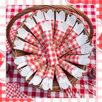 400 Pcs BBQ Party Supplies Red White Gingham Disposable Tableware - Image 4