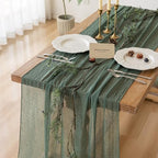 10Pcs Forest Green Cheesecloth Table Runner 120 Inches for Party Home Decor by KEKETOARRANGE