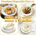 Glowserve 175 Piece Disposable Plastic Plates Dinnerware Set for 25 Guests - Image 6