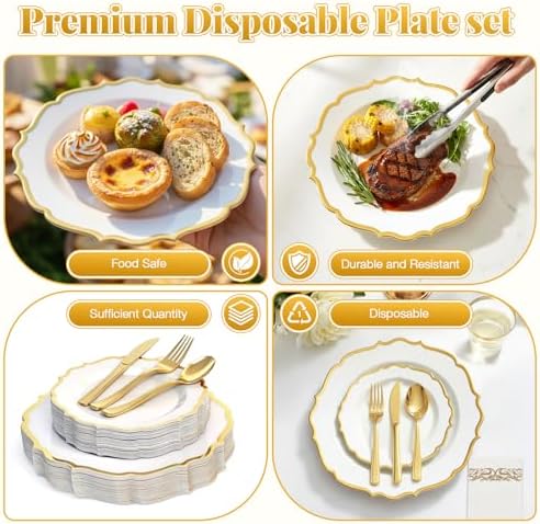 Glowserve 175 Piece Disposable Plastic Plates Dinnerware Set for 25 Guests - Image 6