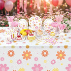 Funnymoom 452 Pcs Groovy Daisy Party Decorations for 50 Guest, Boho Daisy Paper Plates Cups Napkins Tablecloth Cutlery Straws Hippie Tableware Set for Retro Hippie Birthday Baby Shower Party Supplies - Image 4