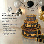 Anderson's Black & Gold Personalized Pop-Out Birthday Cake, Life-Size Faux Cake with Fun Font, Custom Name, Surprise Reveal Prop for Milestone Parties, Photo Ops, Store or Business Events - Image 4