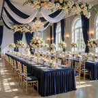 6 Pack Navy Blue Satin Table Clothes for 6 Foot Rectangle Tables - 6FT Wrinkle Resistant Glitter Rectangle Tablecloths, Party Table Covers for Wedding Banquet, Baby Shower, Birthday, Holiday Dinner - Image 2