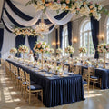 6 Pack Navy Blue Satin Table Clothes for 8 Foot Rectangle Tables - 8FT Wrinkle Resistant Glitter Rectangle Tablecloths, Party Table Covers for Wedding Banquet, Baby Shower, Birthday, Holiday Dinner by WishCare