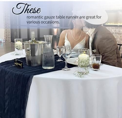 12 Pack Navy Blue Cheesecloth Table Runner 10Ft, Gauze Table Runners 21.5 x 120 inch,Semi Sheer Cheese Cloth Fabric Runner Bulk for Wedding,Party,Baby Shower,Bridal Shower - Image 5