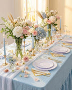 351-Piece White Plastic Plates & Gold Dinnerware Set for 50 Guests - Image 3