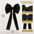 PartyPosh Oversized Black Velvet Sequin Bow 51"x25" - Image 2