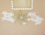 higher volume capacity XL magnetic page wedding album. 80 pages, 4x6, 5x7, 8x10, 8x12 photos, gift box. Fabric pearls gold lace flowers wedding album, personalizable - Image 2