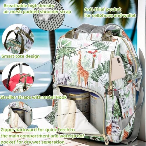 Diaper Bag Backpack for Dad and Mom with USB Charging Port Stroller Straps and Insulated Pocket,army military Travel Nappy Backpack for Daddy/Mommy (Animal Pattern) - Image 4
