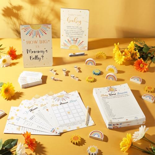 Funnymoom 426 Pcs Here Come the Sun Theme Baby Shower Games Set of 8 - Image 2