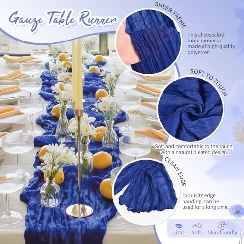 18 Pack Royal Blue Cheesecloth Table Runner 17x108 Inches Boho Home Decor - Image 3