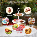 Lazycorner 10 Pcs Dessert Table Display Stands Set , with 6 Pcs 3-Tier Cupcake Stand & 4 Pcs Food Serving Tray - Cookie Tray Rack Serving Tray Cake Display Tower - White - Image 5
