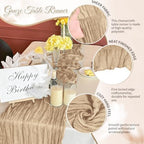 Beige Boho Cheesecloth Table Runner 12 Pack 17x108 Inch Sheer Gauze - Image 3