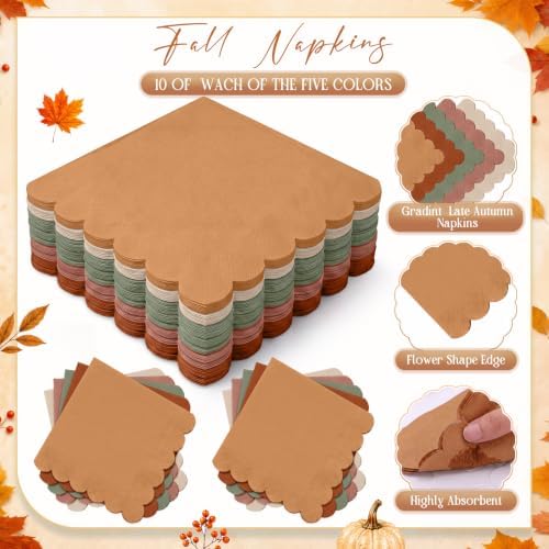 Zhehao 150 Pcs Fall Paper Plates Napkins Serves 50 - Image 5