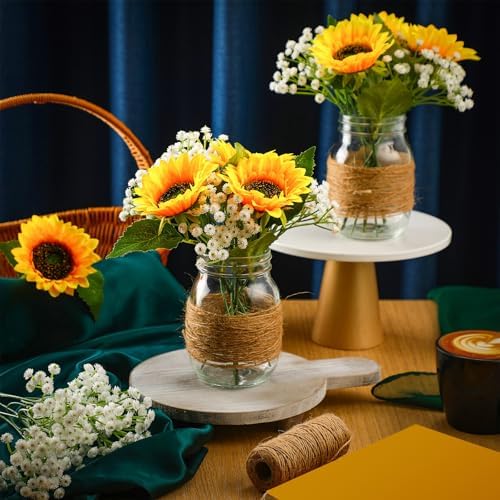 43 Pcs/ 6 Set Sunflower Mason Jar Table Centerpiece Mason Jar Vases - Image 3
