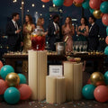Cylinder Stands for Party, Shape&Use 3PCS Round Cream White Pedestal Display Stands, Foldable Cardboard Columns for Wedding, Birthday, Anniversary Decor, 11.8in Dia. (15.7/23.6/31.5in H) with Storage Bag by Unknown