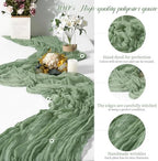 Teruntrue 20 Pack Sage Green Cheesecloth Table Runner 17x108 Inch, Boho Gauze Sheer Fabric Cheese Cloth Table Runners for Wedding Party Bridal Shower Baby Shower Birthday Home Decor Garden Farmhouse - Image 3