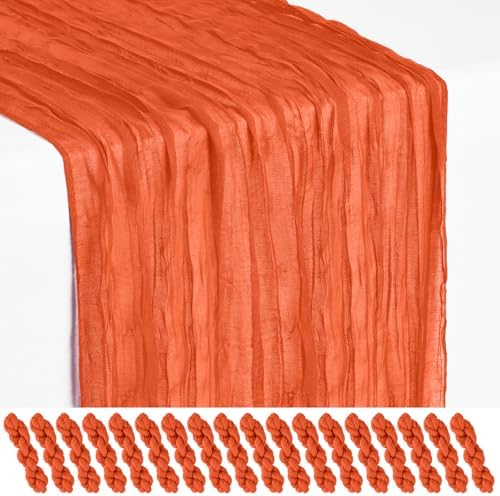 18 Pack Orange Cheesecloth Table Runner 17x108 Inches Boho Home Decor by Showgeous