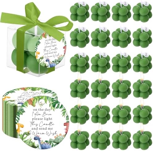 MTLEE 24 Sets Army Green Baby Shower Party Favors Small Bubble Candle by MTLEE