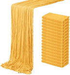 16 Pack Gold Cheesecloth Table Runner 20 x 120 inch Gauze Table Runners 10 FT Long,Semi Sheer Cheese Cloth Fabric Table Runner Bulk for Wedding,Party,Baby Shower,Bridal Shower Decoration by ACSUIT