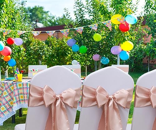 Blush Pink Chair Bows Sashes 50 Pack, Gankar Satin Light Rose Gold Chair Ribbons Ties for Wedding Party Birthday Gender Reveal Decoration - Image 2