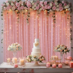 10x10ft Dusty Rose Tulle Backdrop Curtain with Lights String for Parites, Sheer Photo Backdrop Drapes for Wedding Baby Shower Bridal Shower Birthday Party Photo Shoot Background Decorations - Image 7