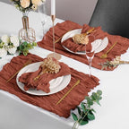 LZY 120 Pack Gauze Cheesecloth Napkins 20x20 Inch Dinner Cloth Napkins, Soft Boho Table Napkins Rustic Wrinkled Cheese Cloth Napkins Bulk for Wedding Party Baby Shower Event Decor (Terracotta) - Image 6