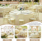 GALLETY 2 Pack Ivory Round Tablecloth for 5FT Tables, 120 inch Fitted Spandex Table Cloth with Skirt, Wrinkle Free Stretchy Circular Table Cover for Wedding, Party, Banquet, Event & Vendor Display - Image 4