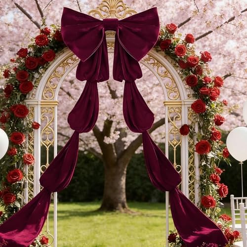 Luxury Giant Velvet Bow Decor Oversized Wall Bow Decorations Bow Decorative for Room Wall Party Birthday Backdrop Baby Shower Decor Front Door Patio Outdoor Wedding Arch - Image 5