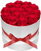 Prifroti 17 Red Flowers in Glitter Box, Birthday Gifts for Women, Preserved Flowers, Mothers Day Roses Gift for Mom by Prifroti