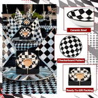 FoldTier 36 Sets Race Car Baby Shower Party Favors Checkered Ceramic Dishes - Image 3