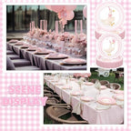 Zhehao 350 Pcs One Silly Goose Birthday Party Tableware Set Scalloped Pink Bow Baby Shower Plates Cup Napkins Forks for Birthday Party Decorations Supplies for 50 Guests - Image 5