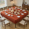 Wish Care Rust Spandex Tablecloths for 60x60 Inch Square Tables, Stretch Fitted Table Clothes with Pleated Ruffle Skirt for 60” Table, Wrinkle Free and Elastic, for Party Kitchen Home Dining by WishCare
