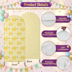 Cute Honeybee Arch Backdrop Cover 7.2 ft Yellow Honeycomb Love 2 Sided Wedding Arch Covers Stretchy Backdrop Round Top for Birthday, Party, Baby Shower Decorations - Image 3