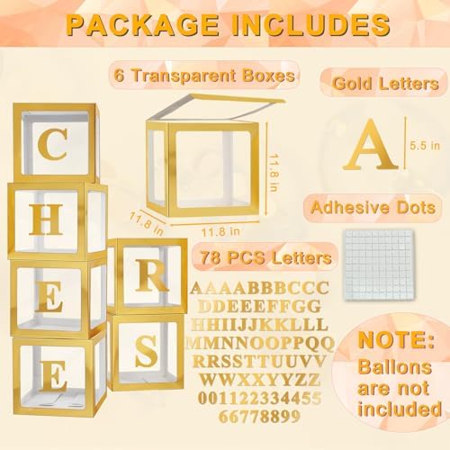 Ledido Transparent Balloon Boxes with 78 Letters Numbers for Custom Name - Image 2