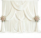 40ft x 10ft Ivory Backdrop Curtains, 8 Panels Cream Drapes for Backdrop - Image 4