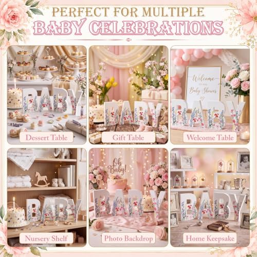 SiliFine Baby Wooden Sign, Rustic Wildflower Baby Shower Table Decor - Image 4