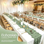 20 Pack Sage Green Table Runner 17 x 108inch Cheesecloth Table Runner Rustic Boho Gauze Sheer Fabric Cheese Cloth Table Runners for Wedding Party Bridal Baby Shower Birthday Spring Table Decor - Image 3