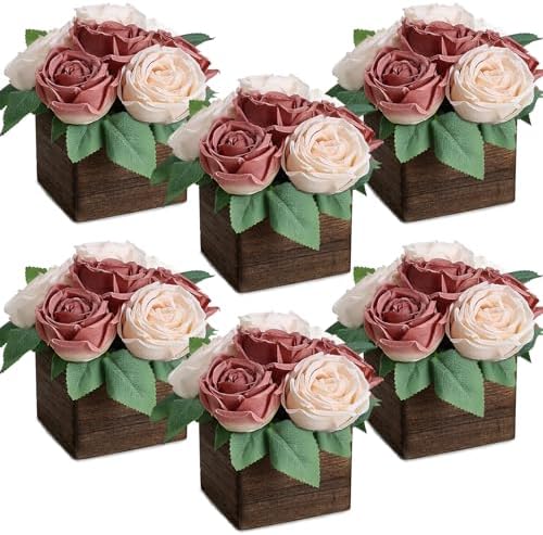 Dusty Pink & Champagne Dining Table Centerpiece Set of 6 by DIYDOFUN