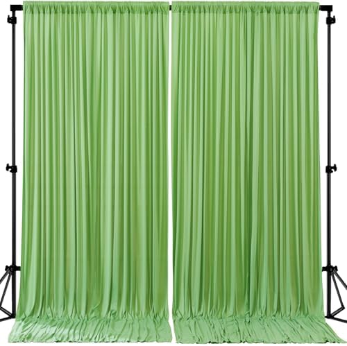 8ftx10ft Wrinkle Free Green Backdrop Curtain - 10 Feet Photography Backdrop Drapes, Silky Polyester Back Drop Cloth for Wedding Baby Shower Balloon Arch Background by Unknown