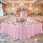 17ft Baby Pink Satin Table Skirt for Rectangle Table Teacher Desk Skirt by PartyTalk