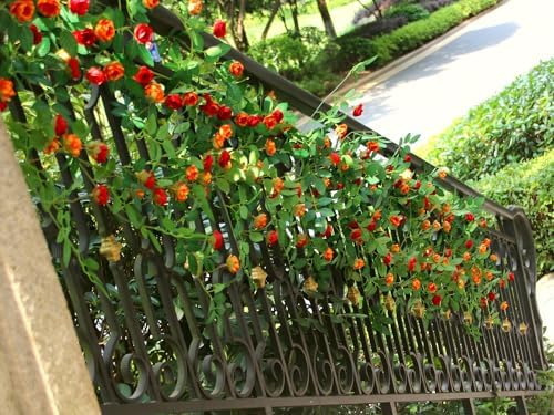 2PCS x 6FT Rose Garland Artificial Flower Vine for Home Decor, Orange - Image 5