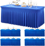 4 Pack Spandex Royal Blue Tablecloths for 6 Foot Rectangle Tables, Wrinkle Free Fitted Table Cloths 6ft Stretchy Table Clothes for Parties Weddings Birthday Banquet Baby Shower by Htper