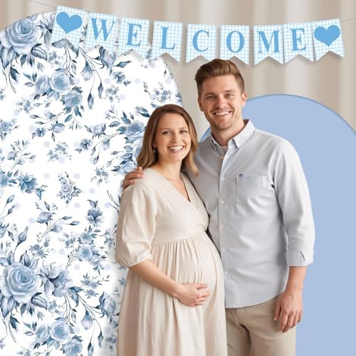 Mindsoft 2 Pcs Blue Flower Arch Cover Backdrop - Image 2