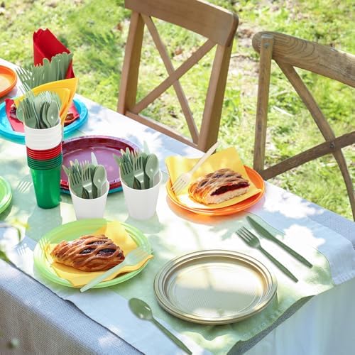 FYSUIMU 360Pcs Sage Green Plastic Silverware Heavy Duty Disposable Cutlery Set Includes Forks Spoons Knives for Wedding Birthday Bridal Baby Shower Party Utensil Supplies - Image 6