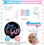 Hombae Buck or Doe Gender Reveal Decorations, 169 PCs Boy or Girl Gender Reveal Decorations Backdrop Balloon Garland Banner Tablecloth Cake Cupcake Topper Box Cutout Poster Sash Blue Pink - Image 6