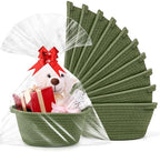 10PACK Baskets for Gifts Empty, 12"x 8"x 5" Woven Gift Baskets with Gift Bags and Bows, Empty Gift Baskets for Christmas, Baby Gift Basket for Nursery, Shelf Small Storage Basket with Handles, Green by AFOROEOA
