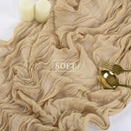 Sand 12 Pieces 35 x 120 Inches Long Cheesecloth Table Runner Gauze Fabric 10Ft Boho Table Runner Rustic Sheer Runner for Wedding Baby Bridal Shower Birthday Holiday Party Table Arbor Decor (Sand) - Image 4